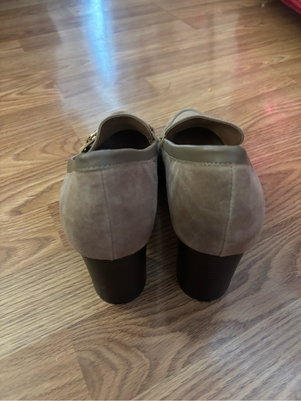 Giani Bernini Taupe Suede Block Heel Loafers Size 8.5M - Picture 5 of 10